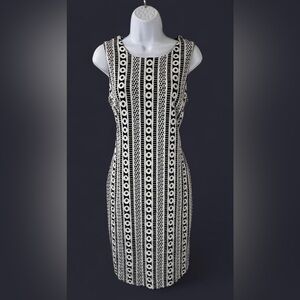 Calvin Klein Black and White Geometric Midi Dress